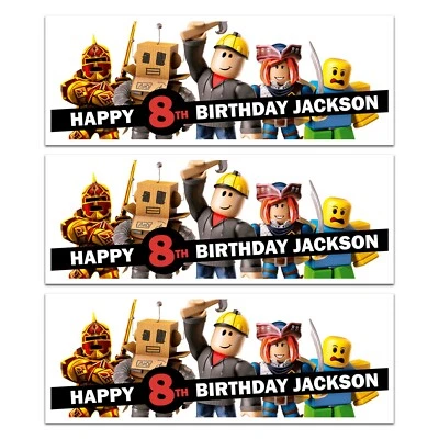 Personalised Roblocks Happy Birthday Party Name Banners Celebration
