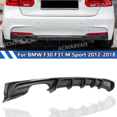 Carbon Look For 2012-2018 BMW F30 F31 320i 328i M Sport Bumper Rear Diffuser Lip — 第 1/4 张图片