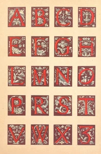 alphabet from a Psalter in British Museum 16th century illumination manuscript - Picture 1 of 3