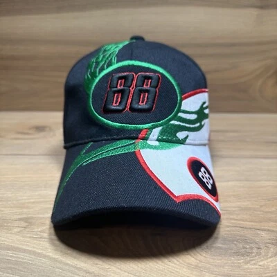 Gorra Dale Jarrett #88 NASCAR negra ajustable verde llamas Foto 1 de 4