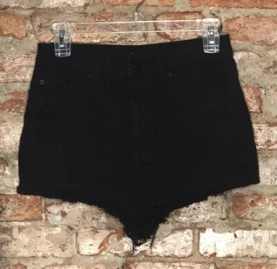 Pantalones Cortos de Jean BDG UO High Rise Dree Cheeky Distressed Negros Talla 27 Cortes Foto 1 de 4