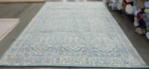 IVORY / LIGHT BLUE 8' X 10' Stained Rug Reduced Price 1172587002 EVK242C-8 - Picture 1 of 4