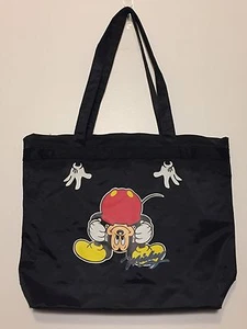 Vintage 1980s Mickey Mouse Bent Over Black Nylon Tote Bag Disney Shoulder Gym  - Picture 1 of 5