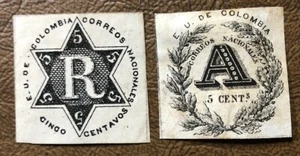 Colombia Registration Stamp F1 And F2 Mint  Hinged - Picture 1 of 5