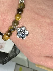 Tiger’s Eye Floral Beaded Spell Of Protection Bracelet - Picture 1 of 3