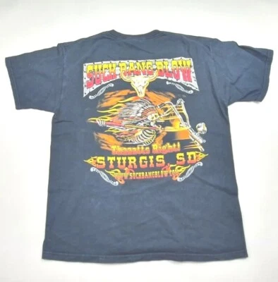 Vintage Mens Sturgis Black Hills Rally T Shirt Sz L 90s Skeleton Chief Medium  - Image 1 of 4