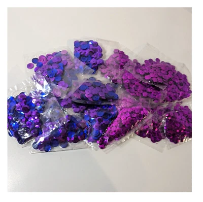 Sequins Lot Purple Blue Violet Shades, 19 Packages, 10mm and 8mm Round, 5oz Lot - Image 1 of 4