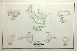 1868 TOPOGRAFIA CITTA' ETRUSCHE VOLTERRA SATURNIA ROSELLE POPULONIA VALLARDI - Picture 1 of 1