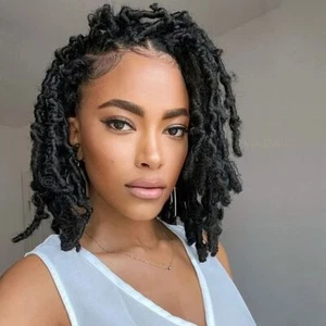 Short Black Dreadlocks Wigs Afro Crochet Twist Braided Synthetic For Black Women - Picture 1 of 10