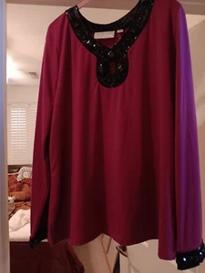 Victor Costa Pink Jeweled Neckline and Cuffs 2x - Picture 1 of 5