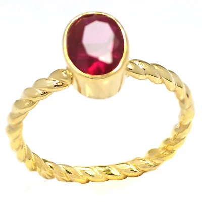 De Buman 1.28ctw Created Ruby Gold over Sterling Silver Ring, Size 6/ 7 - Image 1 of 4