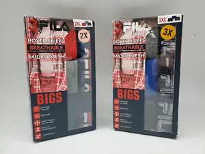 FILA 3 Pack Mesh Boxer Briefs Men's Big & Tall 2XL 3XL 4XL Black/Gray/Blue/Red - Picture 1 of 9