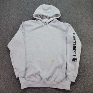 Carhartt Hoodie Mens XL Tall Gray Loose Fit Midweight Logo Sleeve Work K288 E20 - Picture 1 of 10