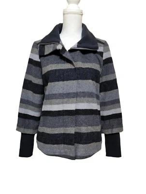 Abrigo Chaqueta PrAna Mujer Talla Pequeña Mezcla Lana Lirio Gris Terroso Rayas Neutro  Foto 1 de 4