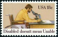 Francobollo - Stati Uniti - Disable doesn't mean Unable - Man Using Microscope -