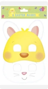 6 Easter Masks Bunnies and Chicks Party Games Bags Egg Hunt Activity Kids - Picture 1 of 1