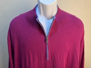 Tommy Bahama Men's fuchsia w/ blue trim 1/2 zip Cashmere Blend Sweater XXL 2XL - Picture 1 of 5