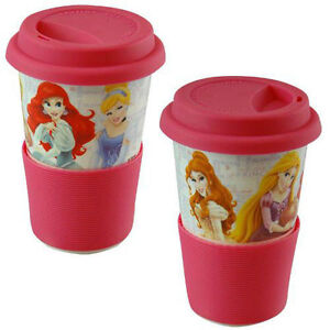 Porcelain Travel Mug 10oz Silicon Grip & Lid Disney Princesses New