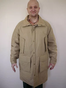 Vintage LANDS END Wool Lined Nylon PARKA Long Warm Khaki Mens JACKET L USA Made - Picture 1 of 8