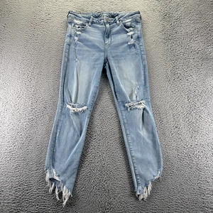 American Eagle Outfitters Jeans Damen 14 Blau Denim Jegging Cropped Distressed - Bild 1 von 12