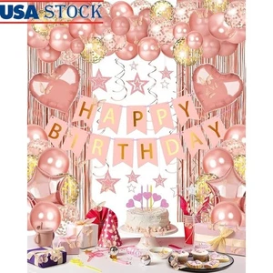 Set Decorazioni Compleanno Oro Rosa Striscione Buon Compleanno Palloncini Forniture Feste - Foto 1 di 19