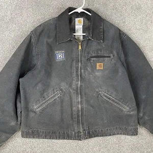Vintage Carhartt Detroit Jacket J97 PTL Mens XL Petrol Gray Canvas Blanket Lined - Picture 1 of 17