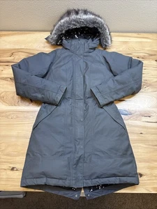 Parka de plumón de ganso para mujer The North Face abrigo pequeño gris capucha invierno HyVent - Imagen 1 de 10