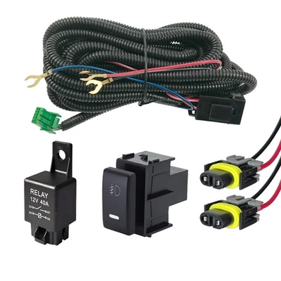 H11 Fog Light Harness with Relay Switch Button For Nissan Navara D40 2004-2013 - Image 1 of 4
