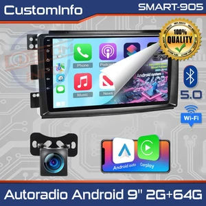 Radio de coche Android 9" Smart Fortwo 2005-2010 CarPlay GPS WiFi Bluetooth - Imagen 1 de 7