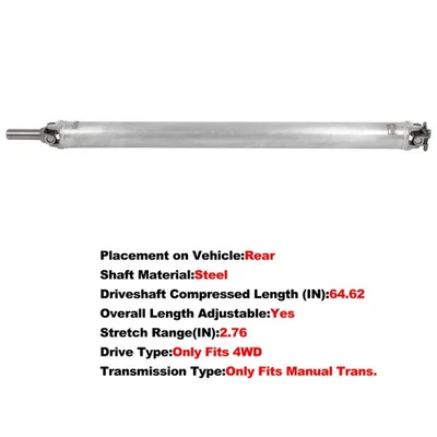 Rear Driveshaft Prop Shaft Assembly for Ford F-150 97-03 F-150 Heritage 4WD Foto 1 de 4