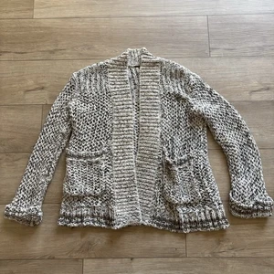 Suéter Free People XS Gris Tejido Pesado Grueso Algodón Cárdigan Abierto De Gran Tamaño - Imagen 1 de 5