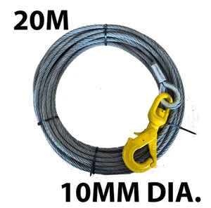 Cable de cable de cabrestante de recuperación con gancho giratorio autobloqueante 10 mm x 20 metros - Imagen 1 de 1