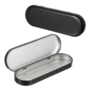 Caja de lata con bisagras de metal de 6,9 x 2,4 x 0,7 pulgadas para pinceles de maquillaje con bolígrafo, negra 2 un. - Imagen 1 de 5
