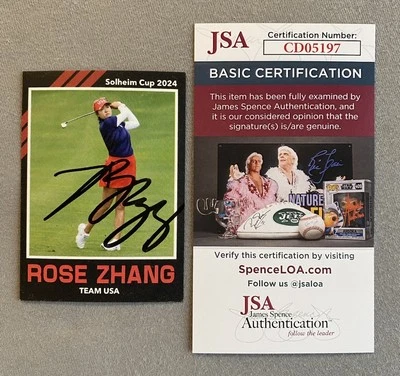 2024 LPGA SOLHEIM CUP ROSE ZHANG AUTOGRAPH TRADING CARD JSA CD05197 - Image 1 of 2