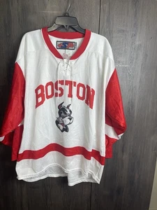 Vintage Boston University Terriers Hockey Jersey Adult 2XL White Red - Picture 1 of 11