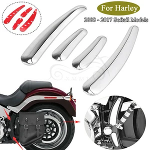 Chrome Left & Right Swingarm Frame Insert Set For Harley Softail Deluxe FLSTN - Foto 1 di 10