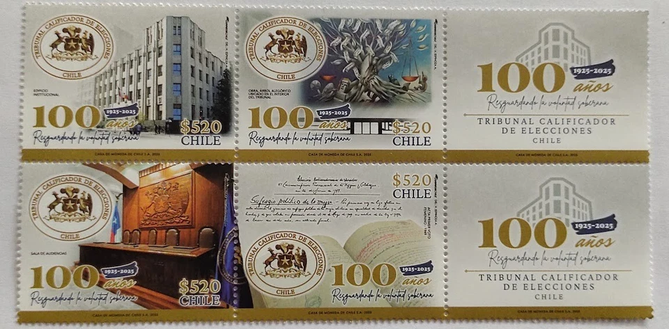 Chile 2025 100 años Tribunal Calificador de Elecciones MNH Foto 1 de 1