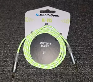 MobileSpec cavo aux intrecciato ad alta visibilità 4 piedi verde neon MBSHV0402 - Foto 1 di 2