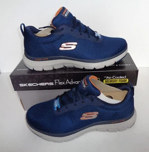Skechers Mens Memory Foam Navy Lace Up Trainers Casual Shoes Gym New UK Size 8.5