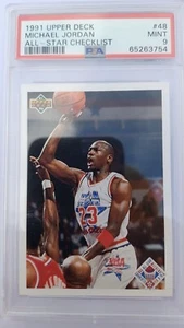 PSA 9 Michael Jordan 1991 Upper Deck #48 All Star Checklist NBA Basketball card - Picture 1 of 2