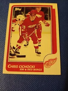 Tarjeta de novato de hockey 1986-87 Chris Cichoki Topps NHL RC #41 Detroit Red Wings - Imagen 1 de 2