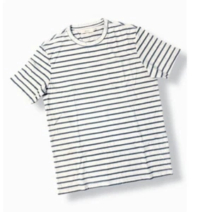 American Eagle AE77 Premium Crewneck T-Shirt Womens Blue & White Stripes - Picture 1 of 3