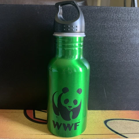 WWF Tumbler Cup16oz Panda Green Aluminum Thermos World Wildlife Foundation Cover
