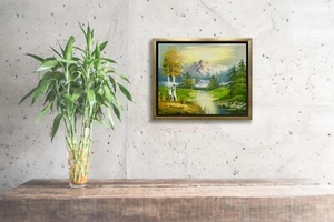 Pintura al óleo artística original de Nueva York de estilo Bob Ross paisaje sobre lienzo enmarcado 8x10 - Imagen 1 de 6