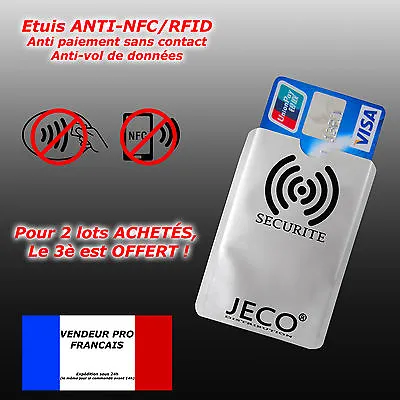 Protection Carte Bancaire Sans Contact Bleu Visa  RFID NFC  étui ANTI-PIRATAGE • 99.99€
