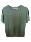 Alfred Dunner Knit Top Blouse Women's Ps Green Short Sleeve Patterned Euc