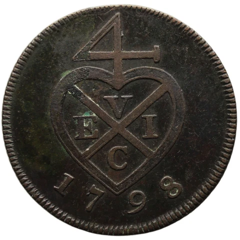 1798 1 Keping British East Indies Sumatra Coin Error Arabic 3 Soho Mint (MO2850 Cover