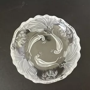 Mikasa Ciotola Cristallo Pavone Piatto Caramelle Trinket Tripla Smerigliatura 6 3/4” x 1,5” - Foto 1 di 4