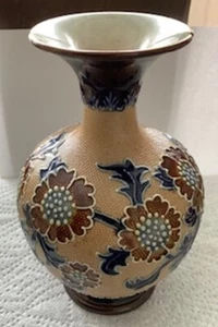 Doulton & Slaters Lambeth Patent Steinzeug kleine Vase, 5 1/2" hoch, 8546 - Bild 1 von 10