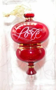"LOVE" Etched RED BLOWN GLASS Hallmark Keepsake 'Perfect Harmony' Ornament NIB - Picture 1 of 9
